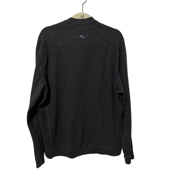 Tommy Bahama Grey 1/4 Zip Reversible Pullover Cotton Sweater Size Large - Picture 3 of 8